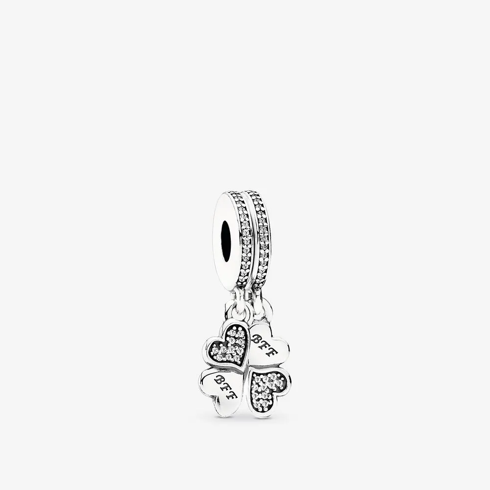 Best Friends Forever Dangle Charm, Clear CZ