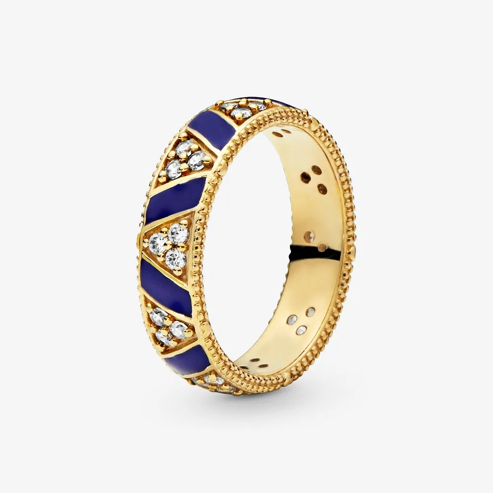 Blue Stripes & Stones Ring