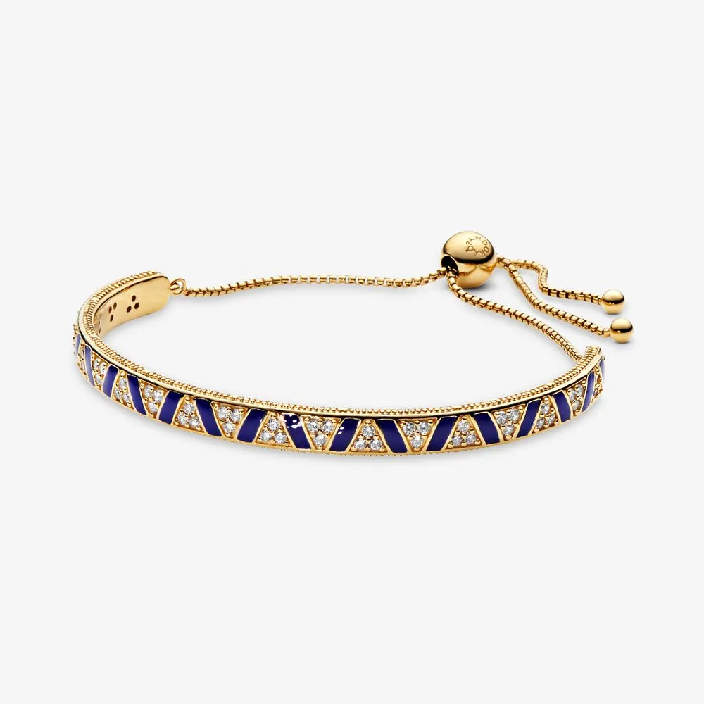 Blue Stripes & Stones Slider Bracelet