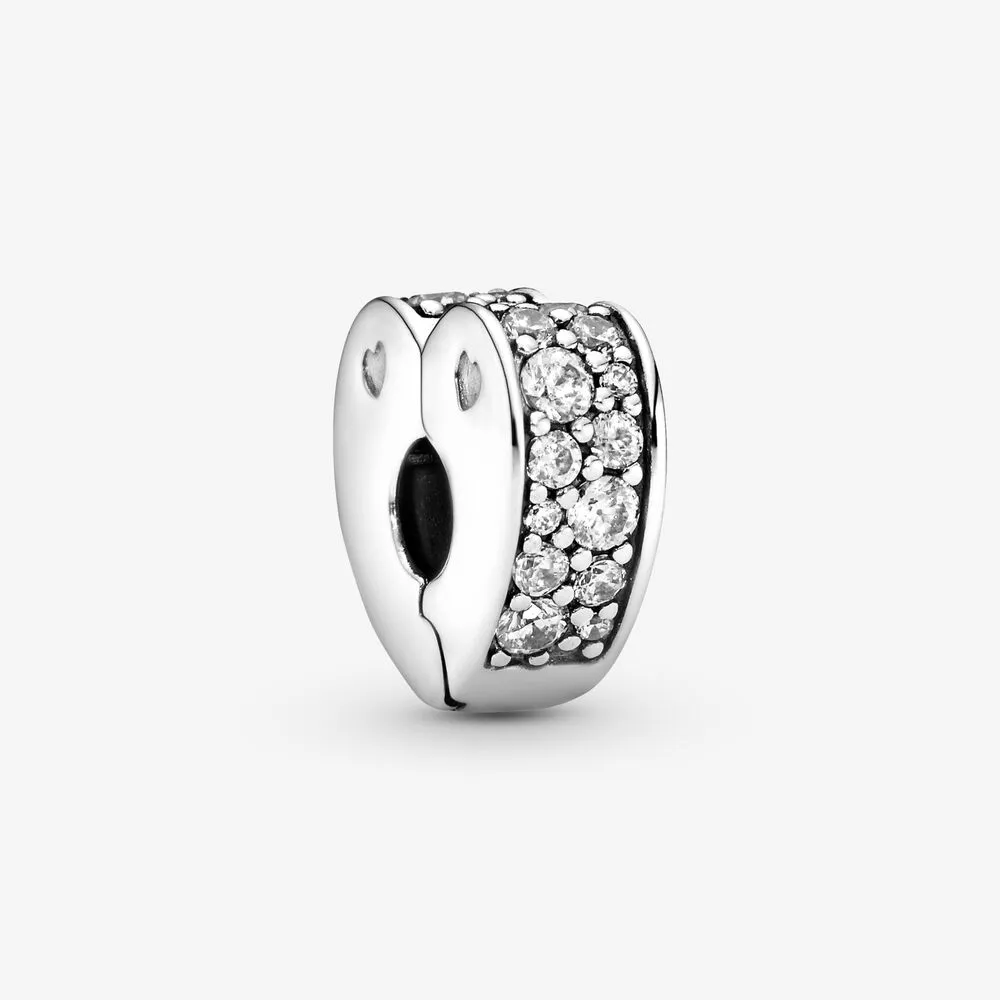 Clear Pavé Heart Clip Charm
