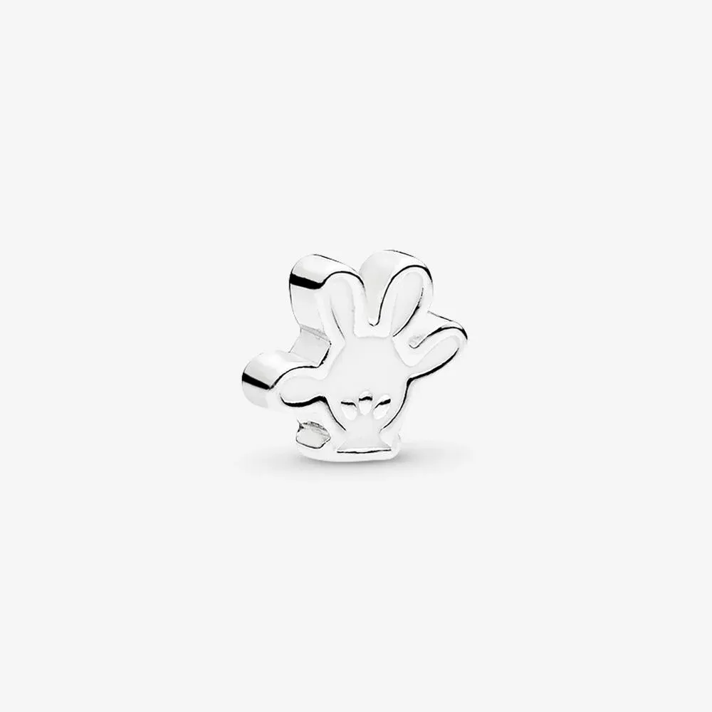 Disney, Mickey Glove Petite Locket Charm, White Enamel
