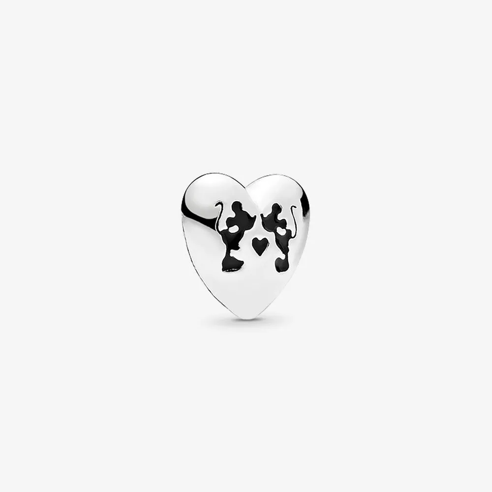 Disney, Mickey & Minnie Kiss Petite Locket Charm, Black Enamel