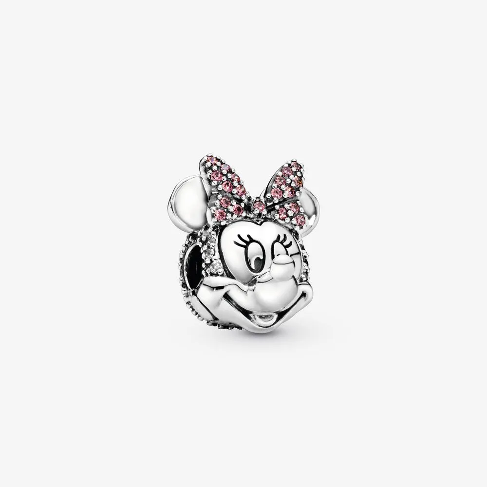 Disney, Shimmering Minnie Portrait Clip, Clear CZ & Pink Enamel