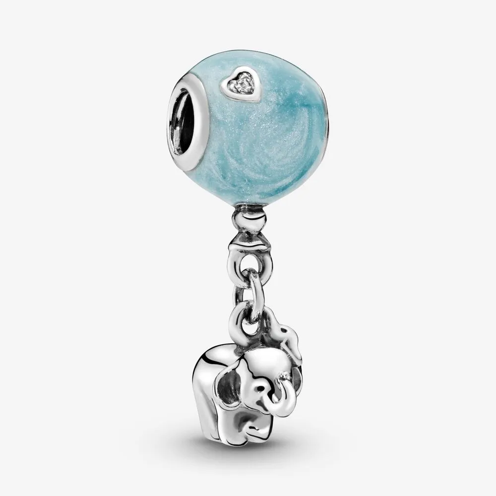 Elephant & Blue Balloon Dangle Charm