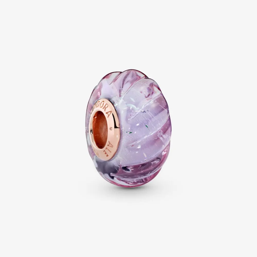 Glittering Grooves Murano Glass Charm