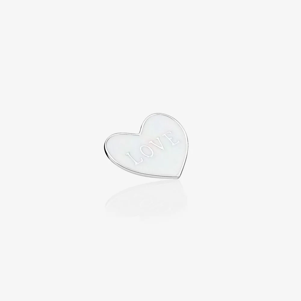 Love Heart Locket Plate, Medium, Silver Enamel