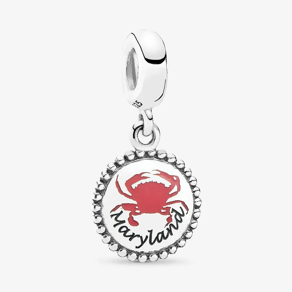 Maryland Crab Dangle Charm, Mixed Enamel
