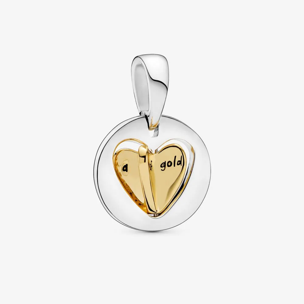 Mom's Golden Heart Dangle Charm