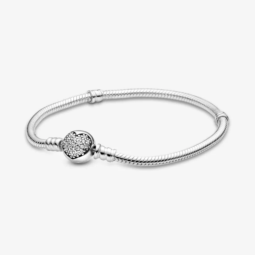 Moments Silver Bracelet, Sparkling Heart