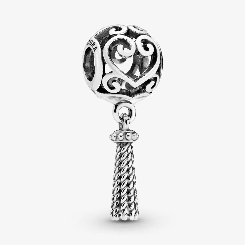 Ornate Hearts Tassel Dangle Charm