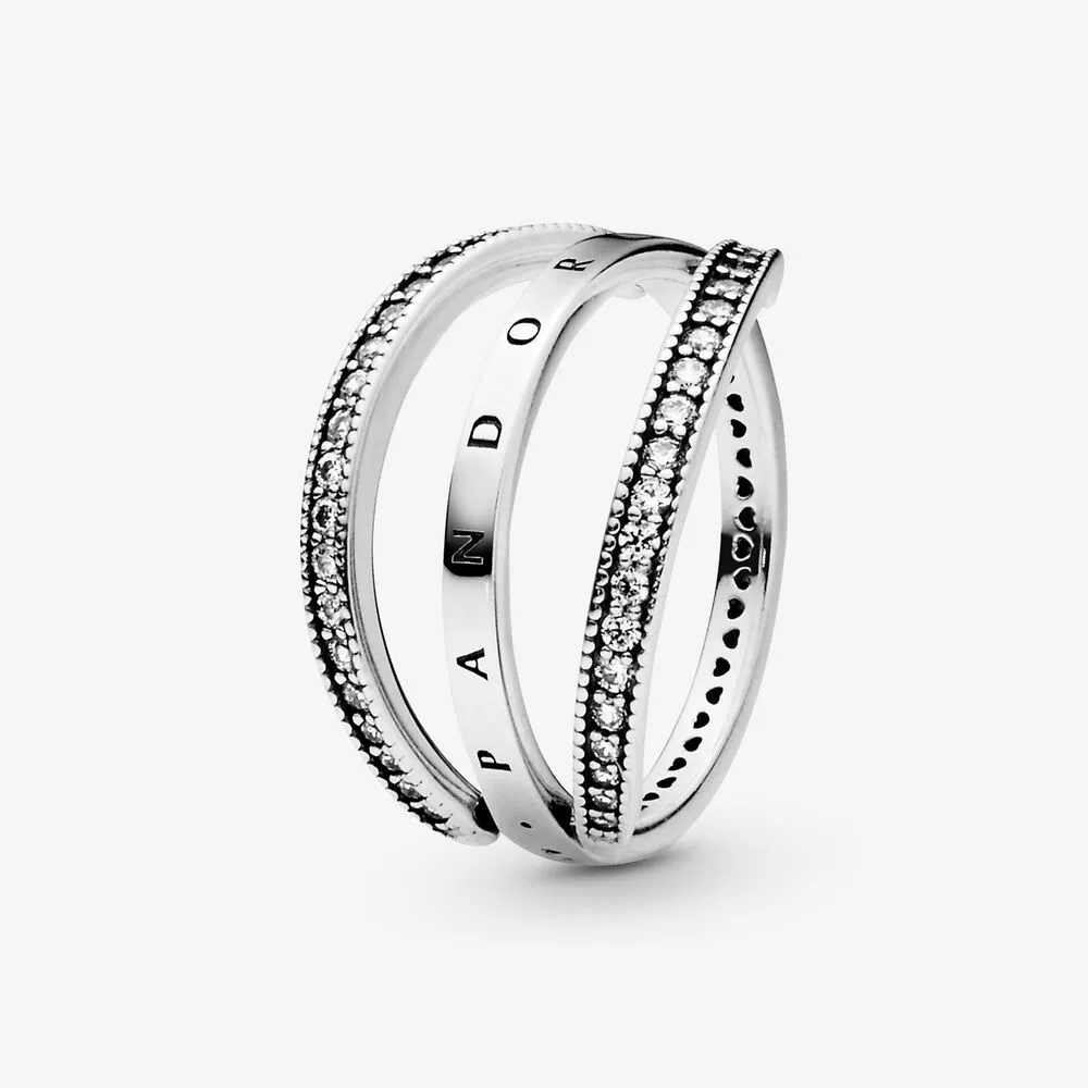 Pandora Logo & Hearts Ring