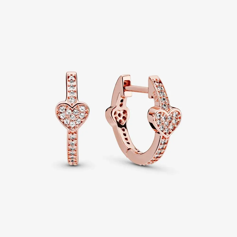 Pavé Heart Hoop Earrings