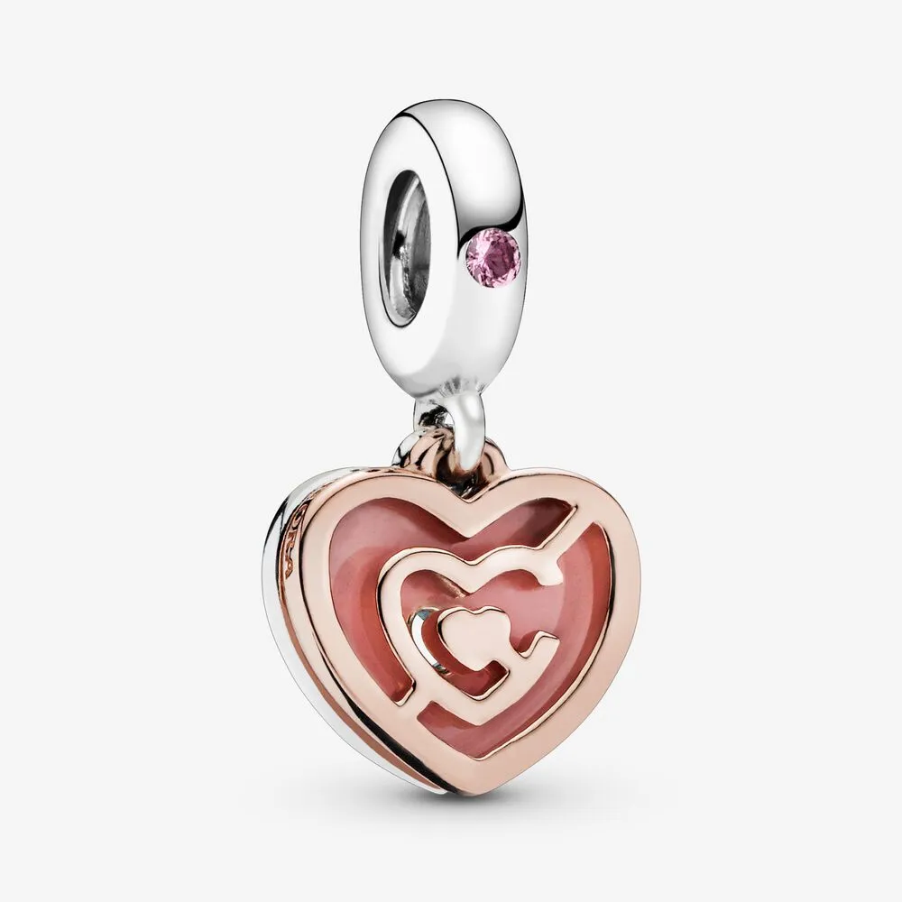 Pink Heart Labyrinth Dangle Charm