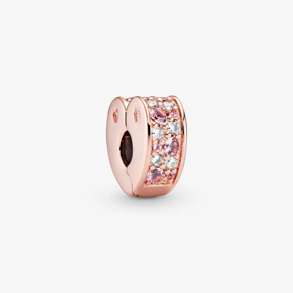 Pink Pavé Heart Clip Charm