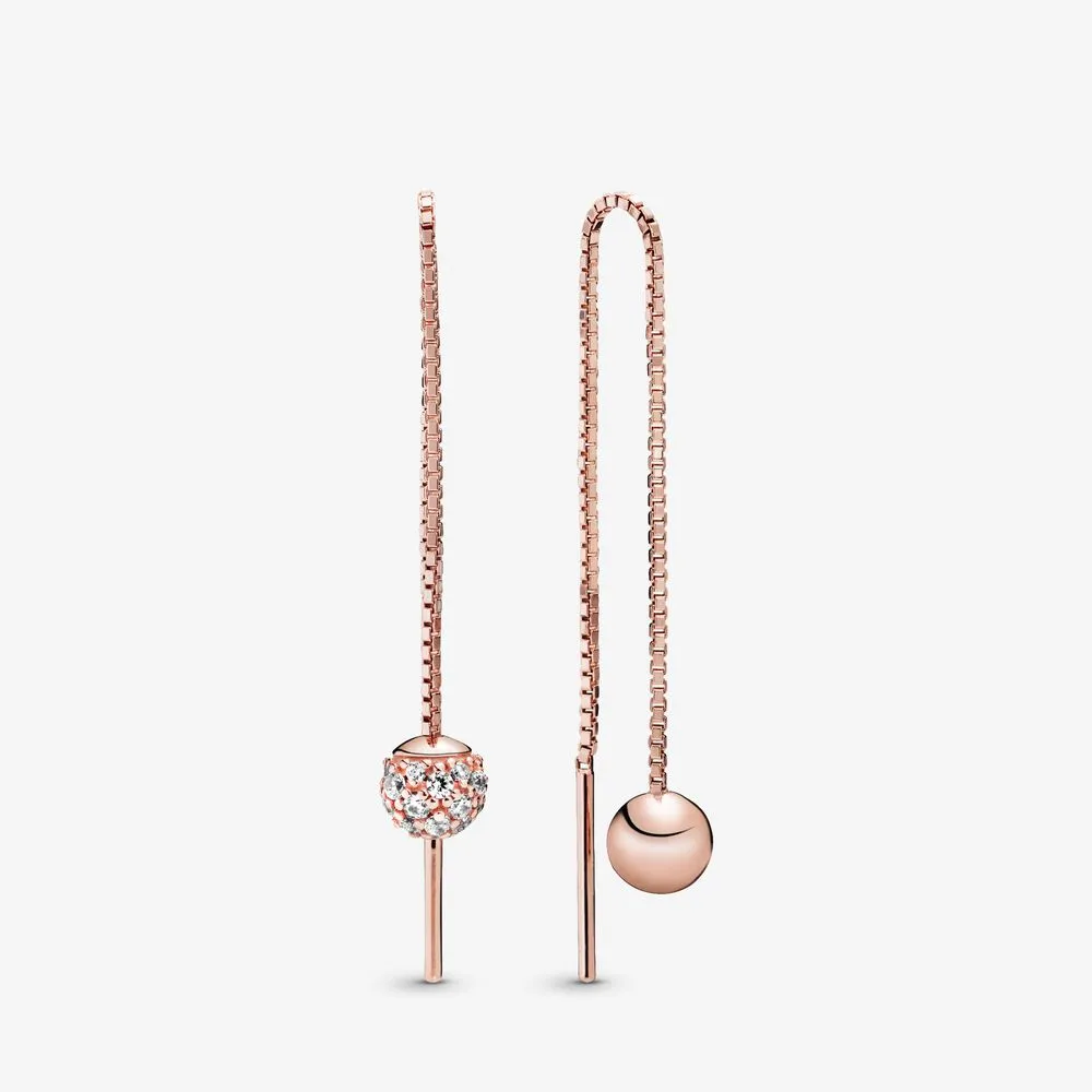 Polished & Pavé Bead Dangle Earrings