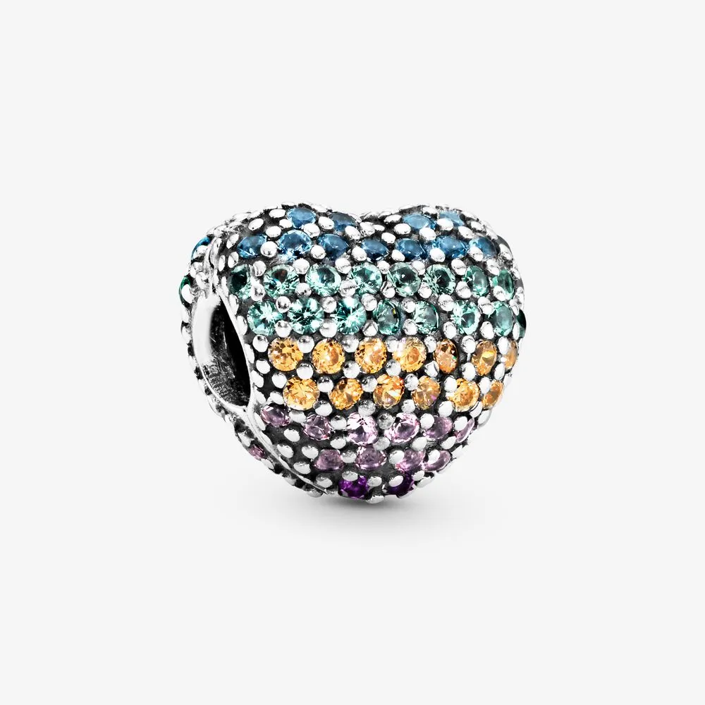 Rainbow Pavé Heart Clip Charm
