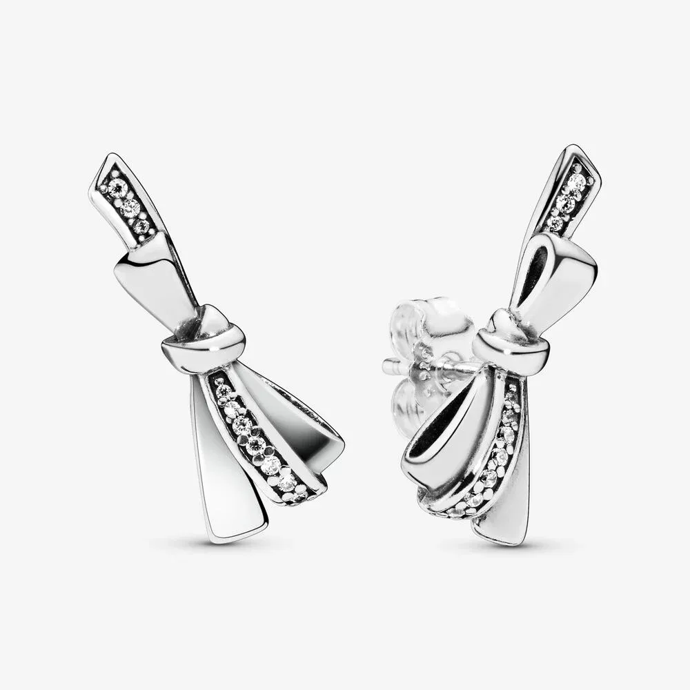 Sparkling Bow Stud Earrings