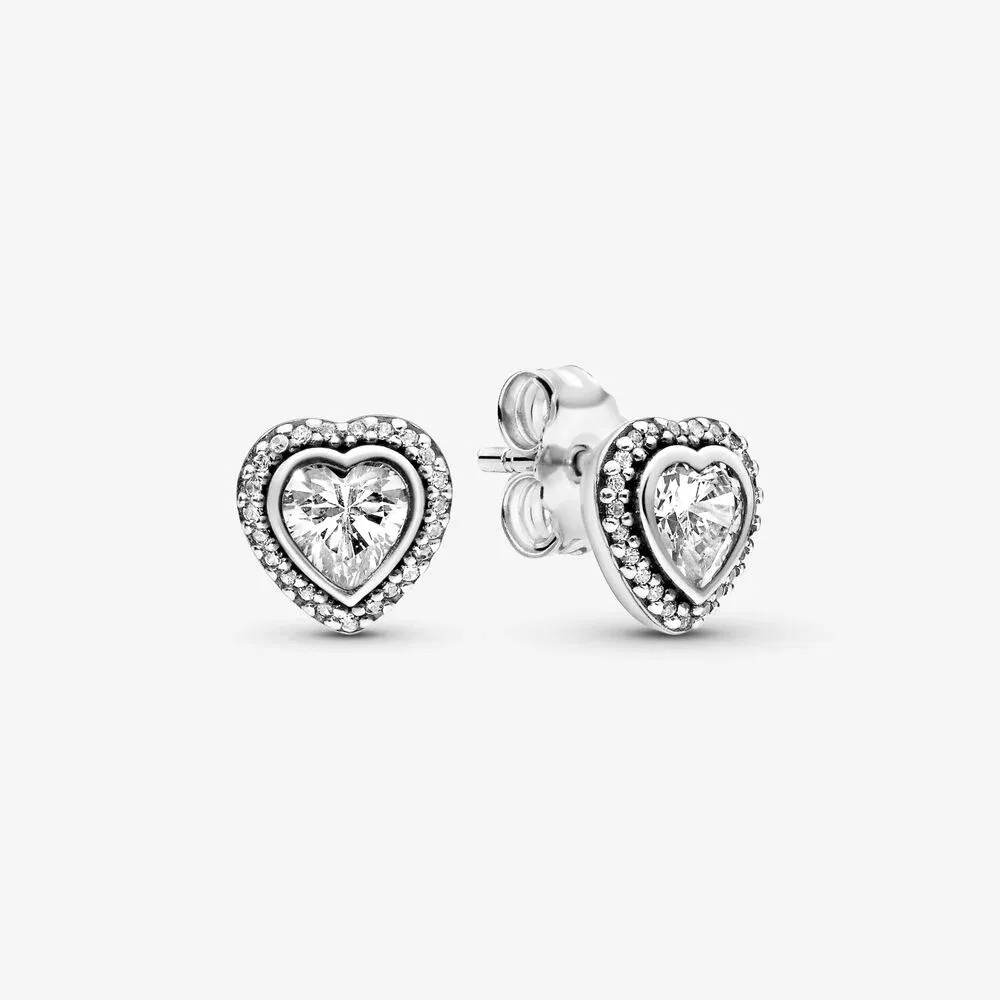 Sparkling Heart Stud Earrings
