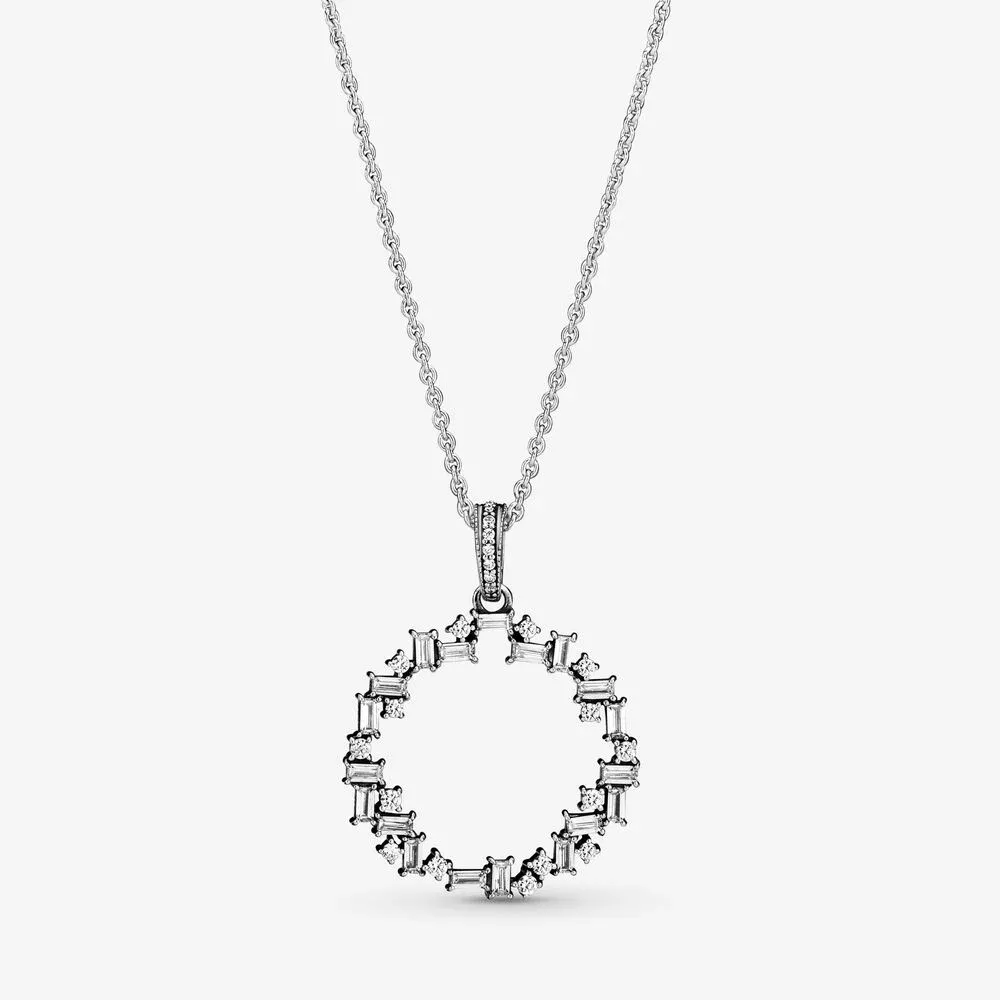 Sparkling Ice Cube Circle Pendant Necklace