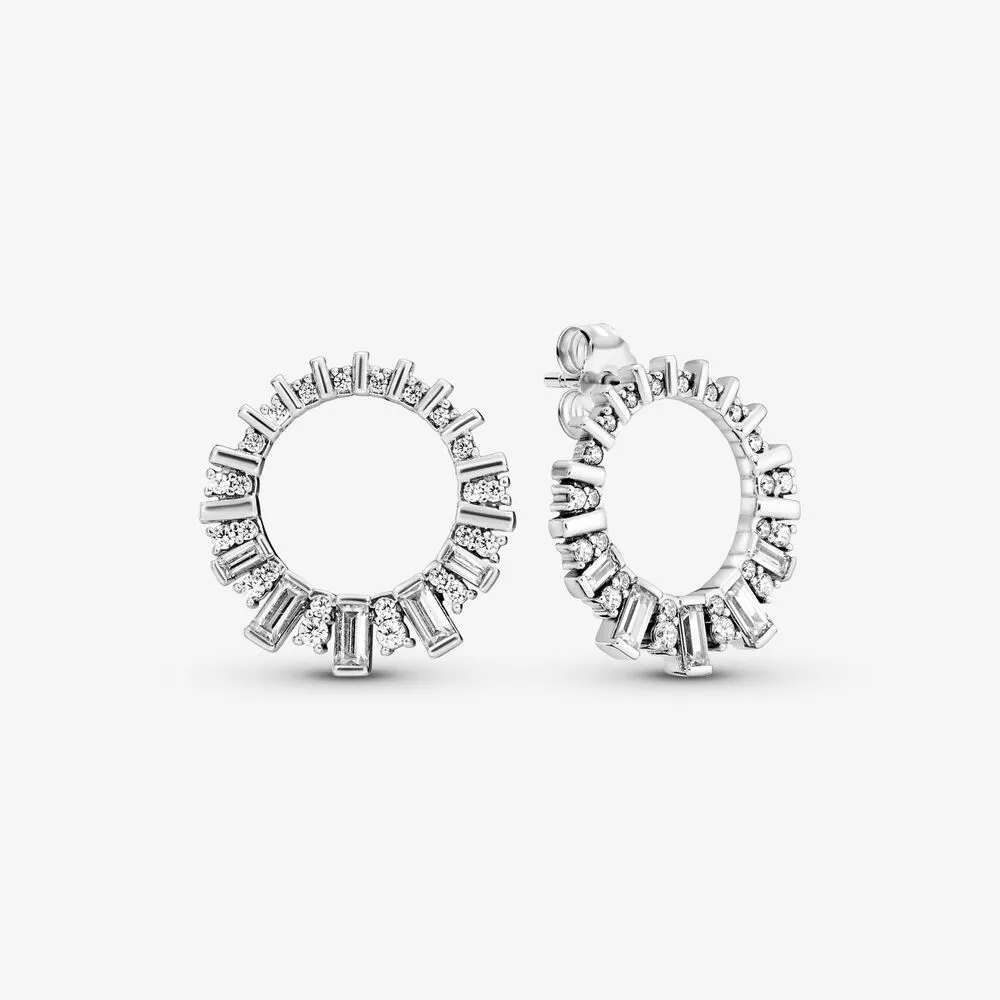 Sparkling Ice Cube Circle Stud Earrings