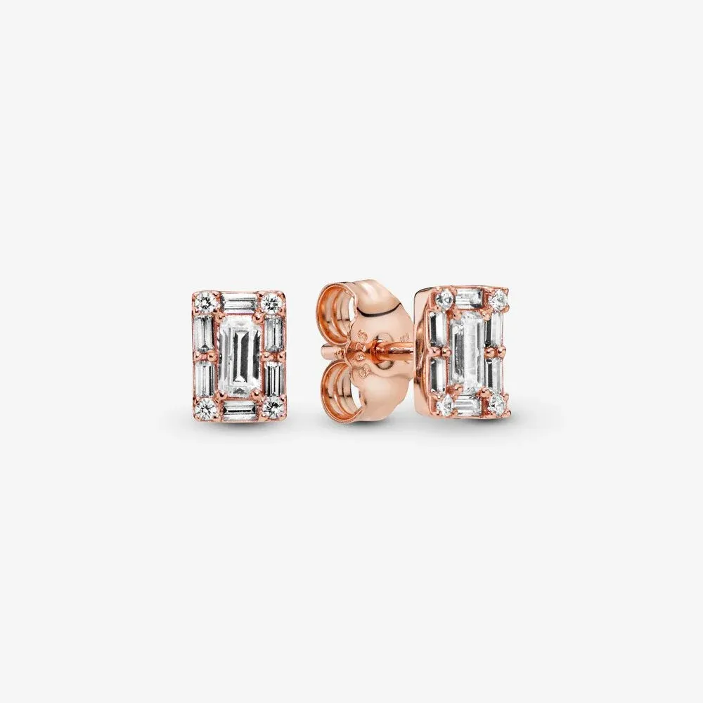 Sparkling Square Halo Stud Earrings