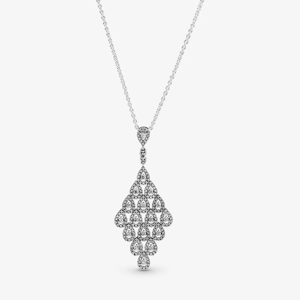 Sparkling Teardrop Chandelier Pendant Necklace