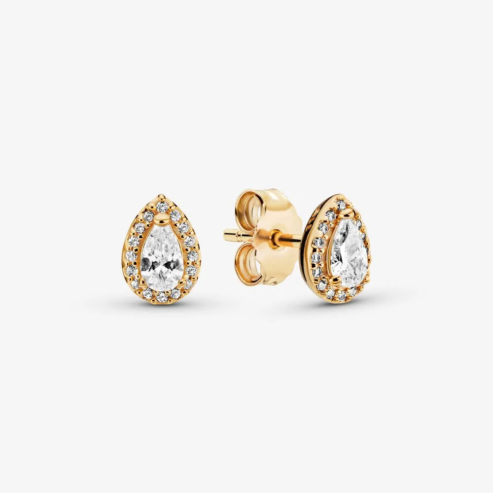 Sparkling Teardrop Halo Stud Earrings