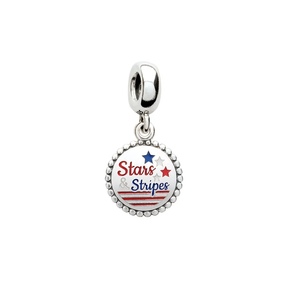 Stars & Stripes Dangle Charm, Red, White, & Blue Enamel